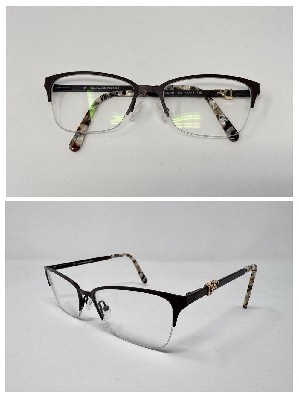 Diane von Furstenberg DVF8056 Eyeglass Frames Only Brown Gold 210 52-17-135